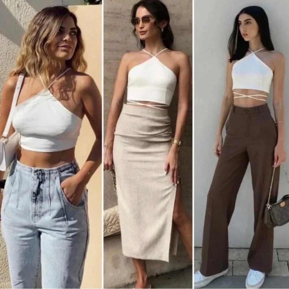 Zara Tie Up Halter Crop Top